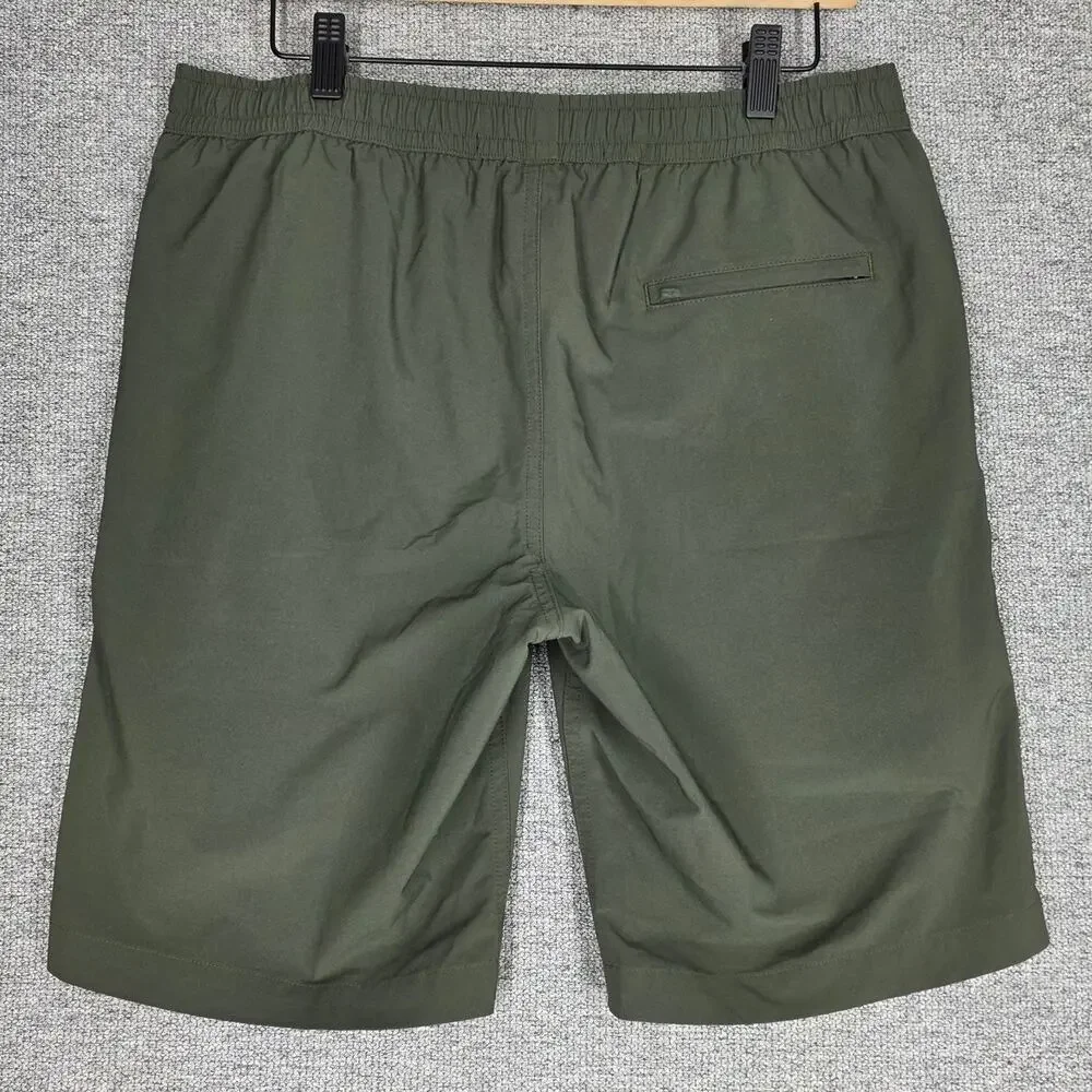 J. HILBURN CUSTOM OLIVE PERFORMANCE TECH PULL-ON SHORTS – SIZE W34 – MINIMALIST